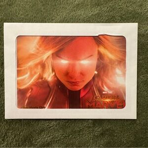 Disney Lithograph Marvel Captain Marvel Card - Red, Gold, Orange Glow